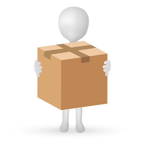 EPS 10 - small 3d man hands holding a box — Stock Photo, Image