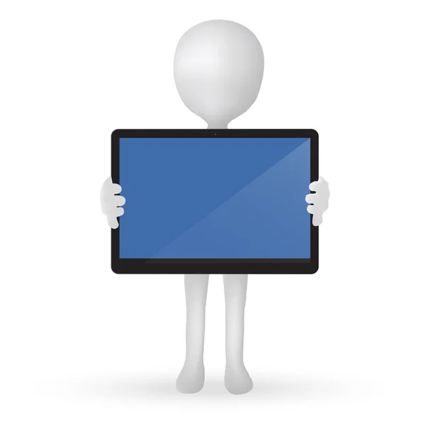 3d man holding a screen — Stock Photo, Image