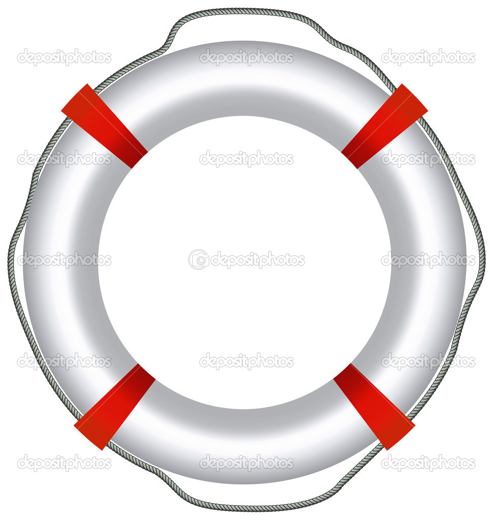 EPS-10 Vector of Red Life Buoy, Isolated On White Background