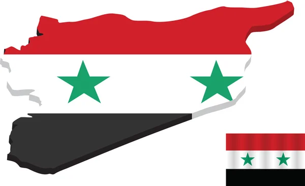 Eps 矢量 10-叙利亚国旗与地图 — 图库矢量图片