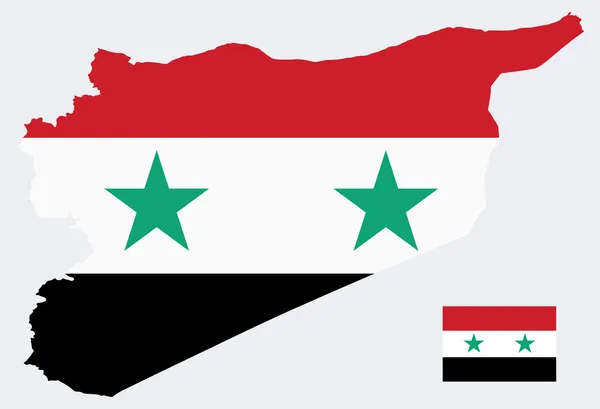 EPS-vector 10 - kaart van Syrië met vlag — Stockvector