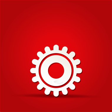 EPS vektör 10 - dişli simgesini izole kırmızı