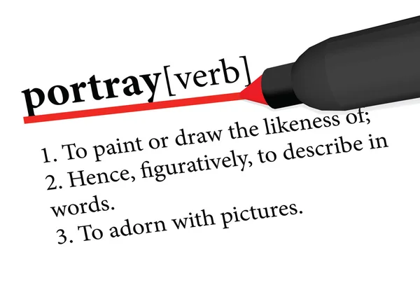 Dictionary term of portray — Stock Vector
