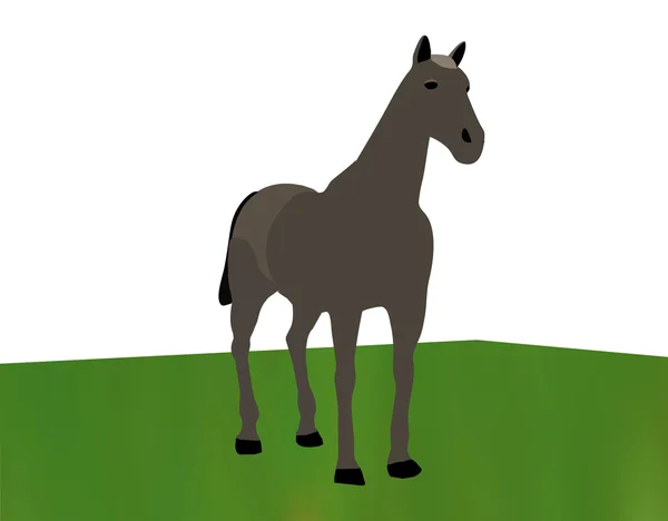 Horse portrait standing against white background on grass — Stock Vector