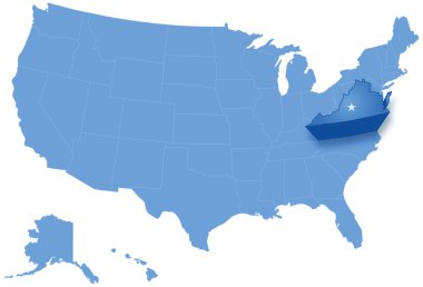 Карта Штатів США, де Вірджинія витягнув