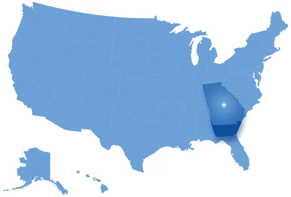 Mapa państw w Stanach Zjednoczonych, gdzie jest wypychany Gruzji — Wektor stockowy