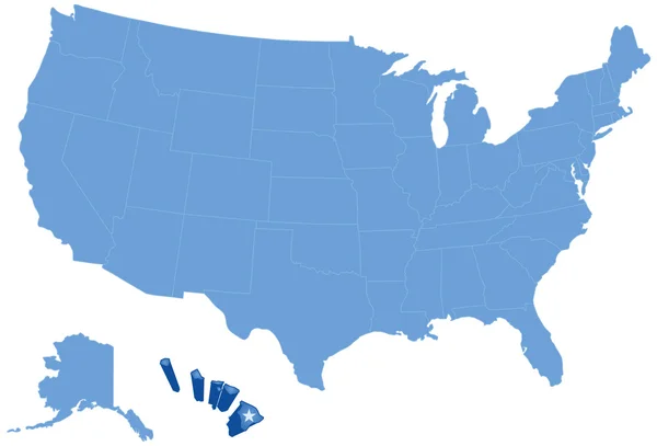 Mapa států Spojených států amerických, kde je vytáhl havai — Stockový vektor