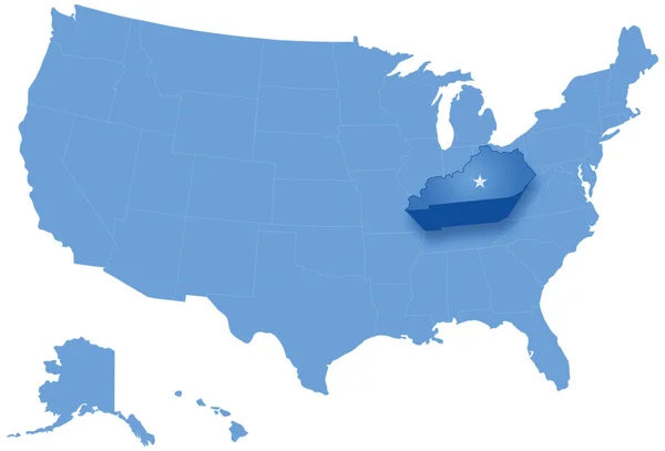 Karte der Staaten der Vereinigten Staaten, in denen kentucky herausgezogen wird — Stockvektor