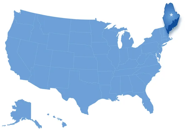 Carte des États des États-Unis où le Maine est retiré — Image vectorielle