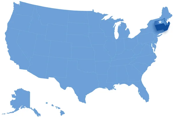 Mapa państw w Stanach Zjednoczonych, gdzie jest wypychany massachusetts — Wektor stockowy