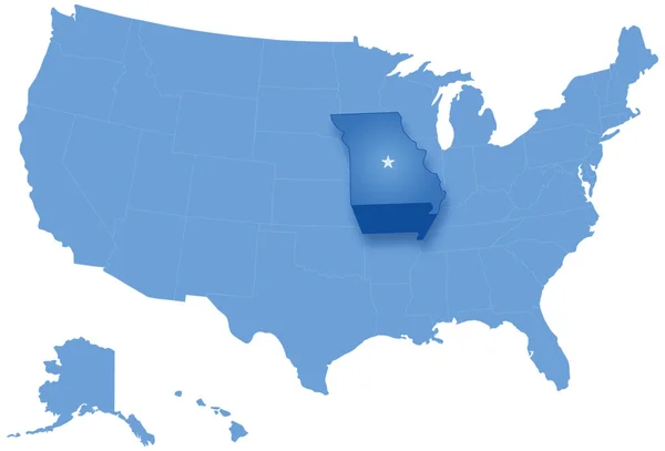 Mapa de los Estados de los Estados Unidos donde se extrae Missouri — Archivo Imágenes Vectoriales