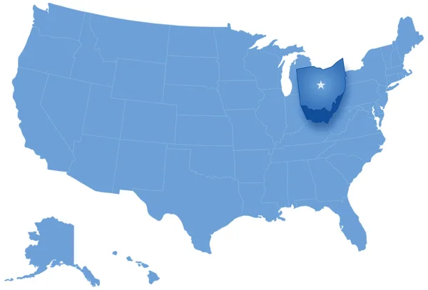 Carte des États des États-Unis où l'Ohio est retiré — Image vectorielle