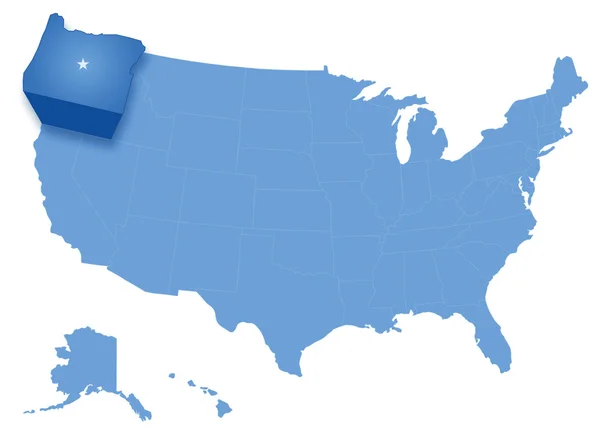 Mapa dos Estados Unidos onde o Oregon é retirado — Vetor de Stock