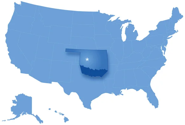 Mapa států Spojených států amerických, kde je vytáhl oklahoma — Stockový vektor
