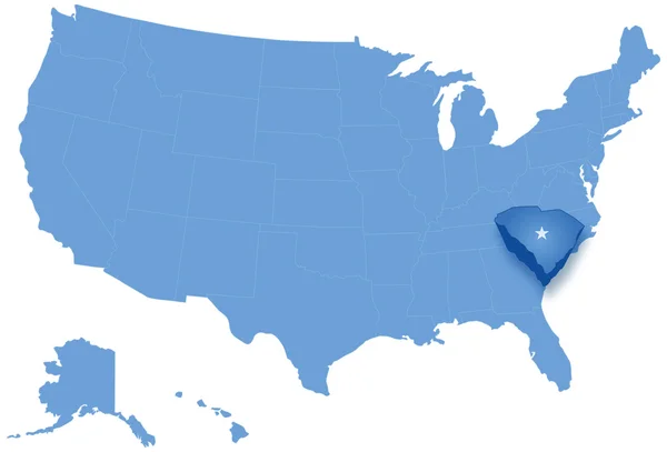 Mapa států Spojených států amerických, kde je vytáhl Jižní Karolína — Stockový vektor