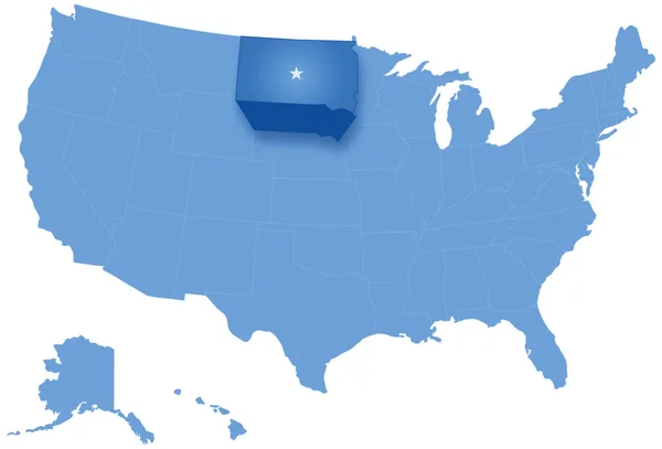 Mapa dos Estados Unidos onde a Dakota do Sul é retirada — Vetor de Stock