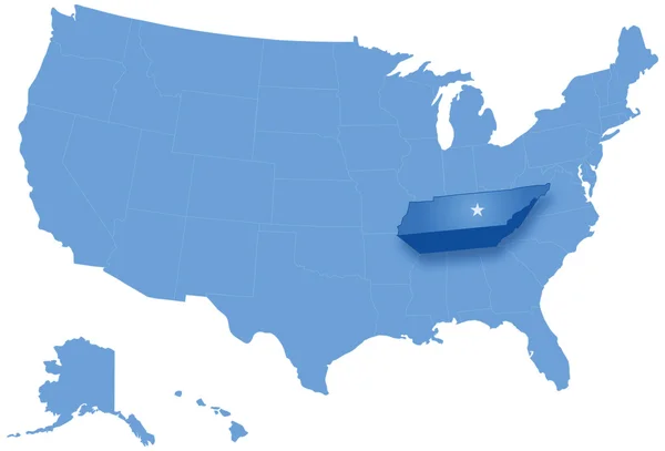 Mapa de los Estados de los Estados Unidos donde Tennessee es sacado — Vector de stock