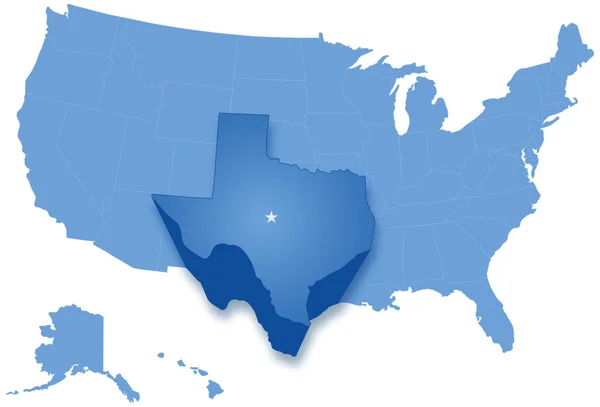 Mapa de los estados de los Estados Unidos donde se saca Texas — Vector de stock