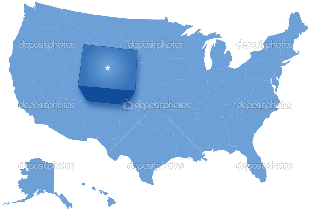 Map of States of the United States where Colorado is pulled out