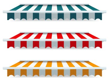 Colorful set of striped awnings clipart