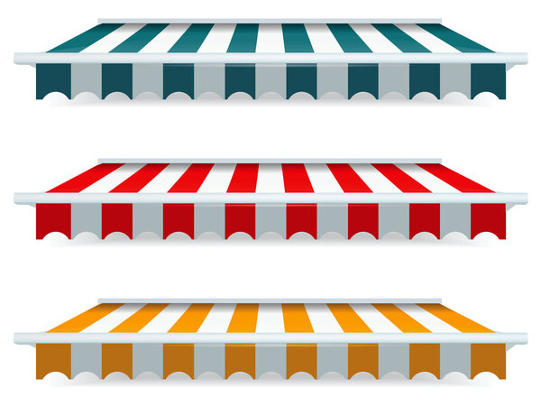 Colorful set of striped awnings