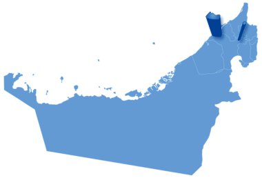 Map of United Arab Emirates where Ajman is pulled out clipart