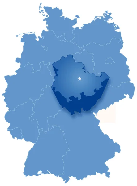 Map of Germany where Thuringia is pulled out — Stock Vector