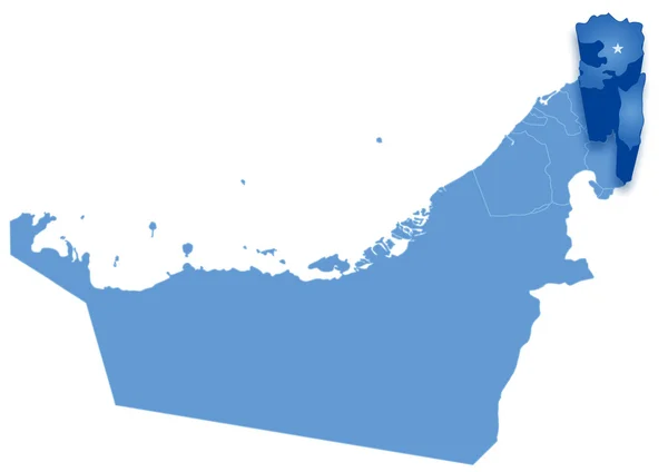 Yhdistyneiden arabiemiirikuntien kartta, jossa Fujairah vedetään pois — vektorikuva