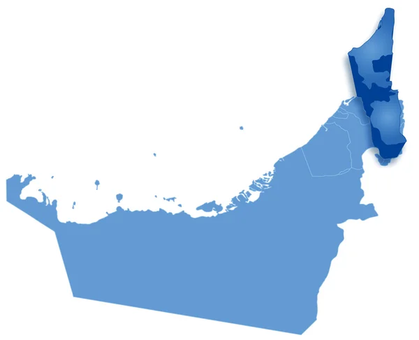 Karta över Förenade Arabemiraten där ras al - khaimah dras ut — Stock vektor