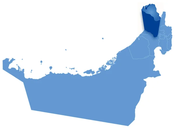 Arabiemiirikuntien kartta, jossa Umm al-Quwain on vedetty ulos — vektorikuva
