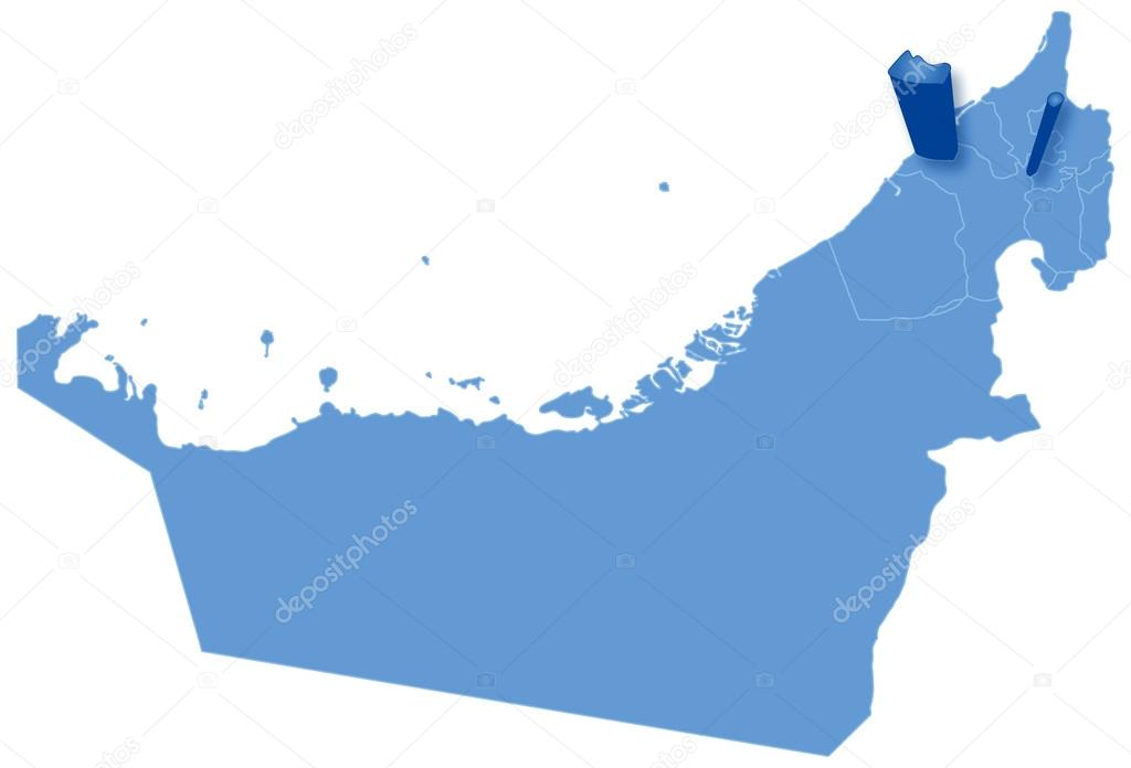 Map of United Arab Emirates where Ajman is pulled out