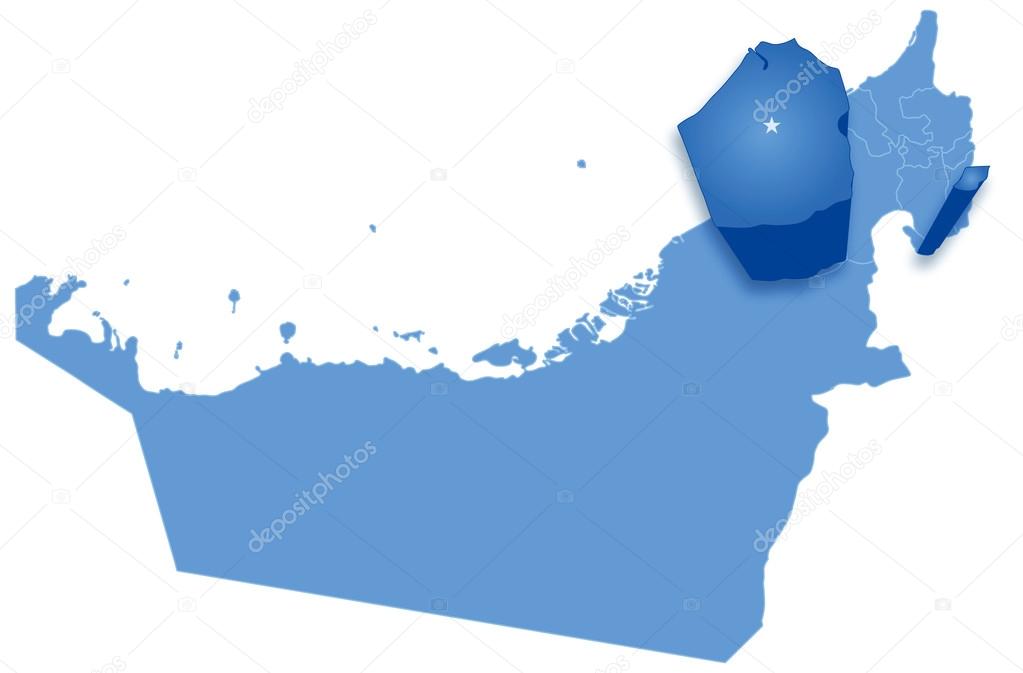 Map of United Arab Emirates where Dubai is pulled out