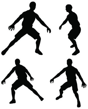 savunma pozisyonu koleksiyonunda siluet vektör basketbolcular