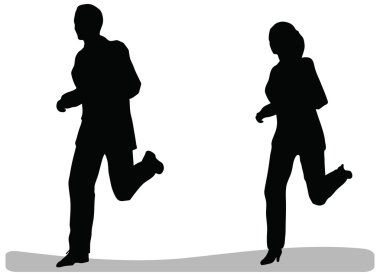 iş adamı ve izole üzerinde beyaz zemin çalışan kadın