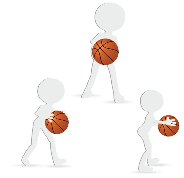 Collezione silhouette giocatori di basket vettoriale in posizione pass — Vettoriale Stock