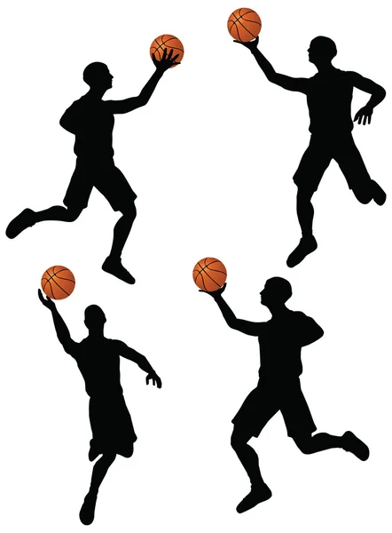 Vector basketball players silhouette collection — Stock Vector
