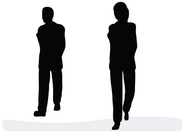 Business man and woman walking - isolated over a white background — Stock Vector