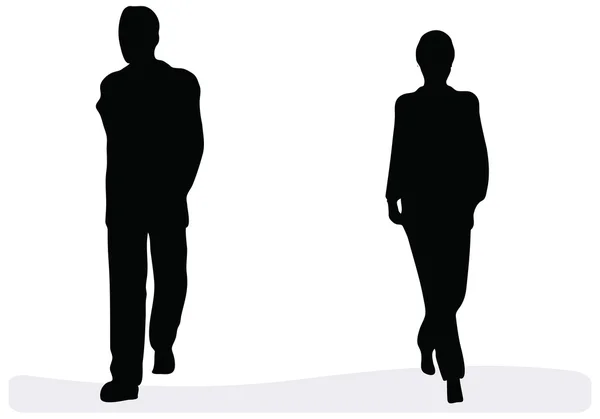 Business man and woman walking - isolated over a white background — Stock Vector