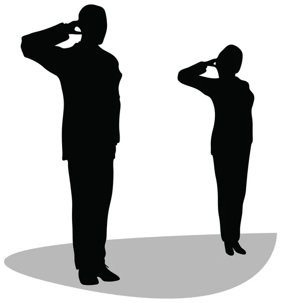 Business man en vrouw geven salute geïsoleerd op witte achtergrond. — Stockvector