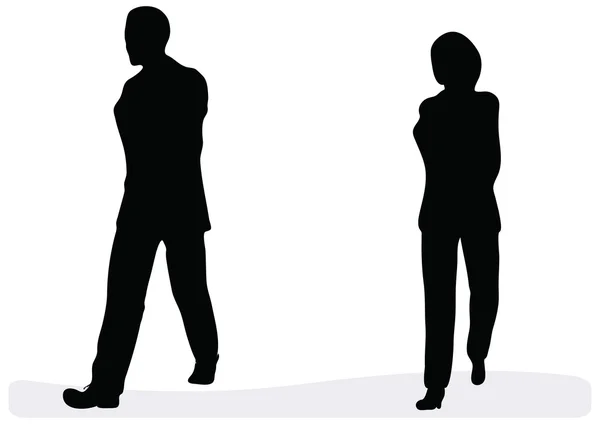 Business man and woman walking - isolated over a white background — Stock Vector