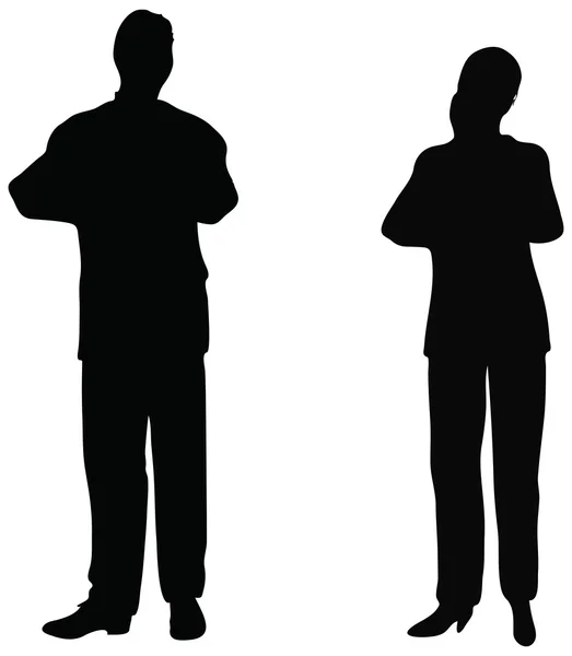 Business people standing still in silhouette — Stock Vector