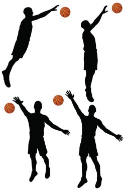 basketbolcular blok pozisyon koleksiyonunda siluet