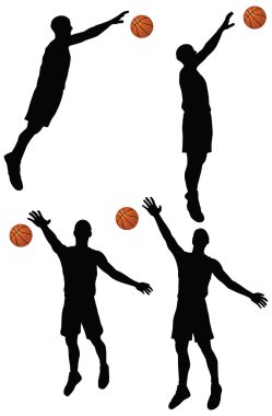 basketball players silhouette collection in block position clipart