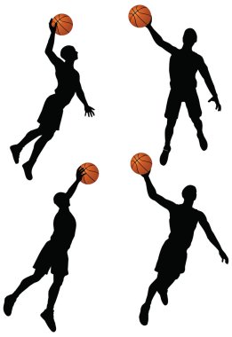 basketbolcular slam pozisyon koleksiyonunda siluet