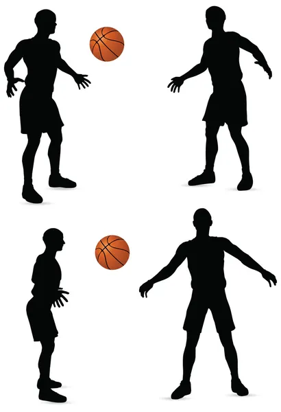 Basketbalisté silueta kolekce — Stockový vektor