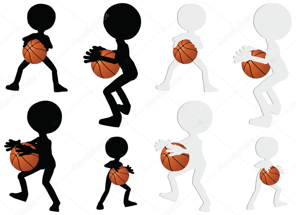 basketball players silhouette collection in hold position