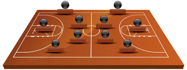 Cancha de baloncesto 3D — Vector de stock