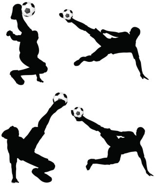 futbol oyuncuları siluetleri hava pozisyonda pozlar