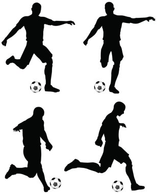 futbol oyuncuları siluetleri pozlar çalıştırın ve pozisyon grev