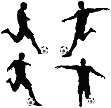 futbol oyuncuları siluetleri pozlar çalıştırın ve pozisyon grev